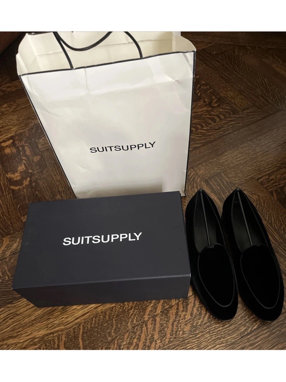 Suit Supply Men’s Black Velvet Slip On Dress Shoes Size 43/US10. New In Box.